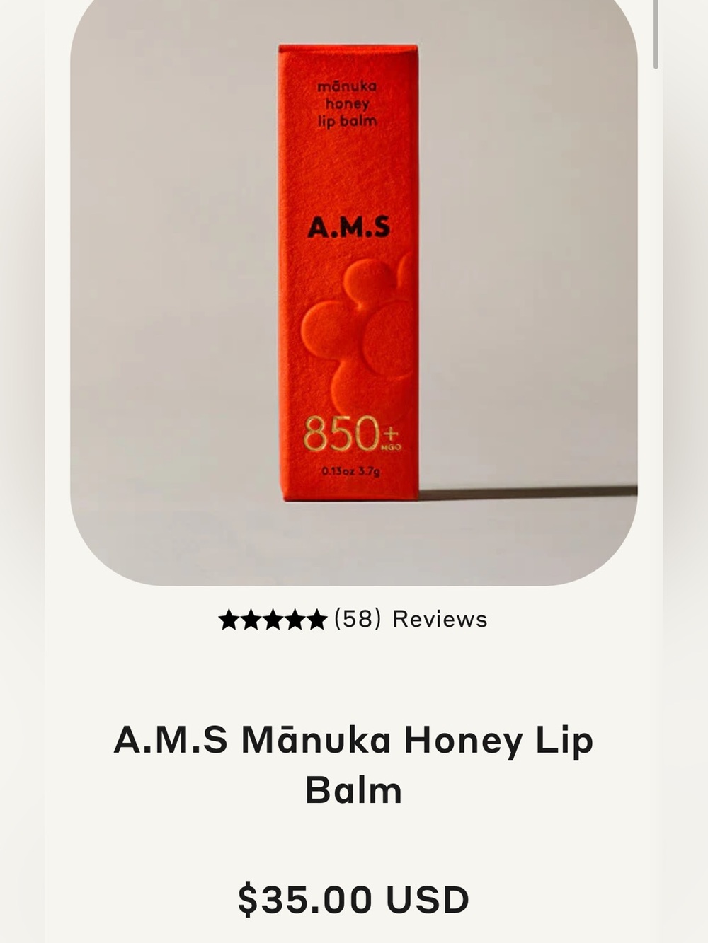 AMS Manuka Honey Lip Balm